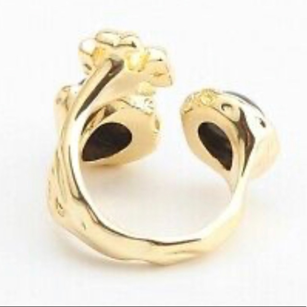🔥🔥Tory Burch Authentic Roxanne Semiprecious Statement Ring Black And Gold Size 7 - Picture 14 of 16